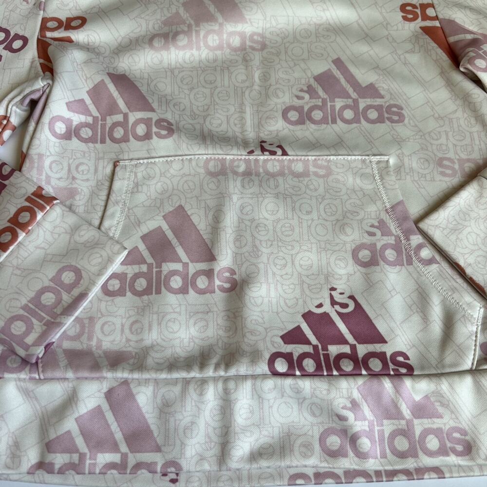 Adidas Girls Pink/Ivory Hoodie Sweatshirt - Picture 5 of 9